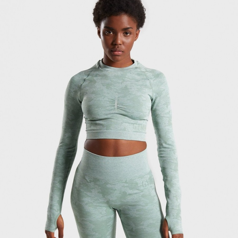 Sage Gymshark Camo Set~Small Legging + Medium Top - Picture 2 of 6